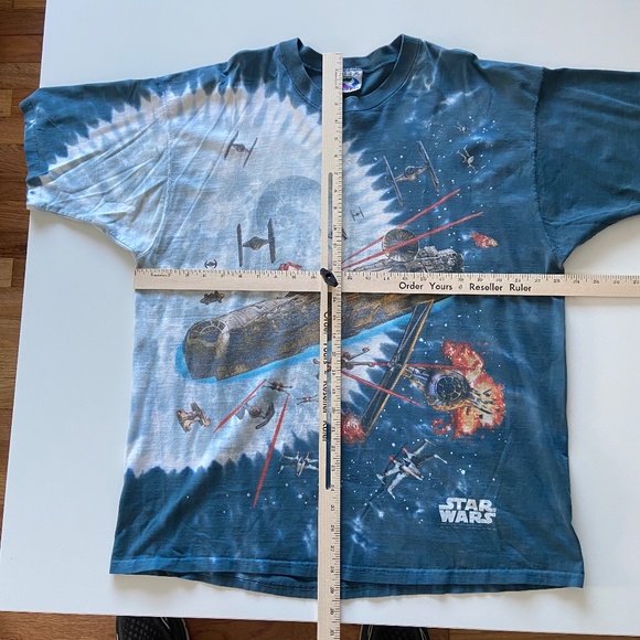 Vintage 1997 Liquid Blue Star Wars T-Shirt Mens XL Millennium Falcon AOP 90s Tee - Picture 12 of 14